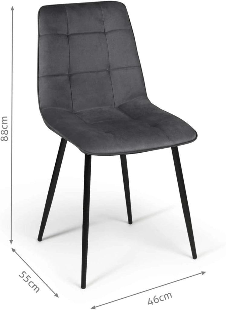 Set di 4 sedie da pranzo MILA in velluto grigio scuro