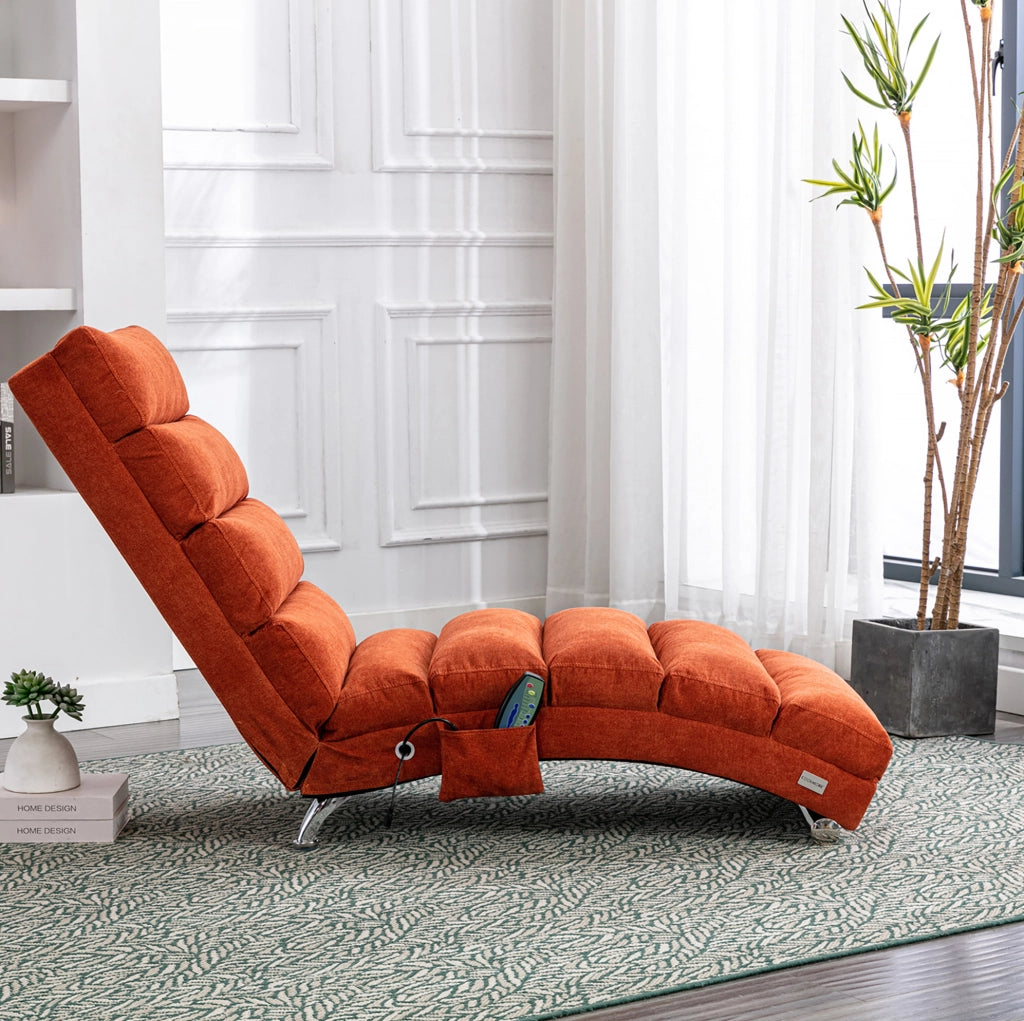 POLTRONA MASSAGGIANTE Fissa 55x148x84 cm Lino Arancione