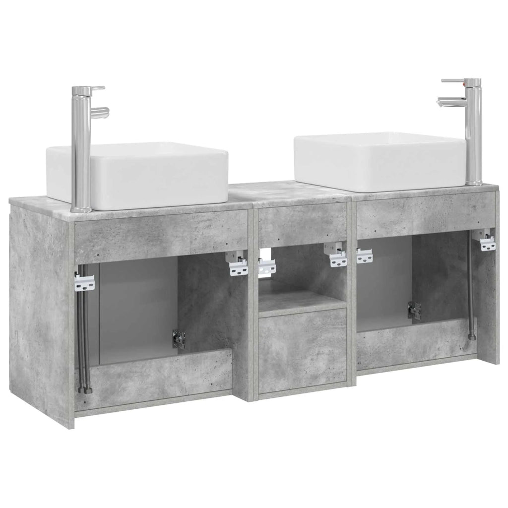 Set di Armadi da Bagno 3 pz Grigio Cemento 135 x 35 x 80 cm 3405660