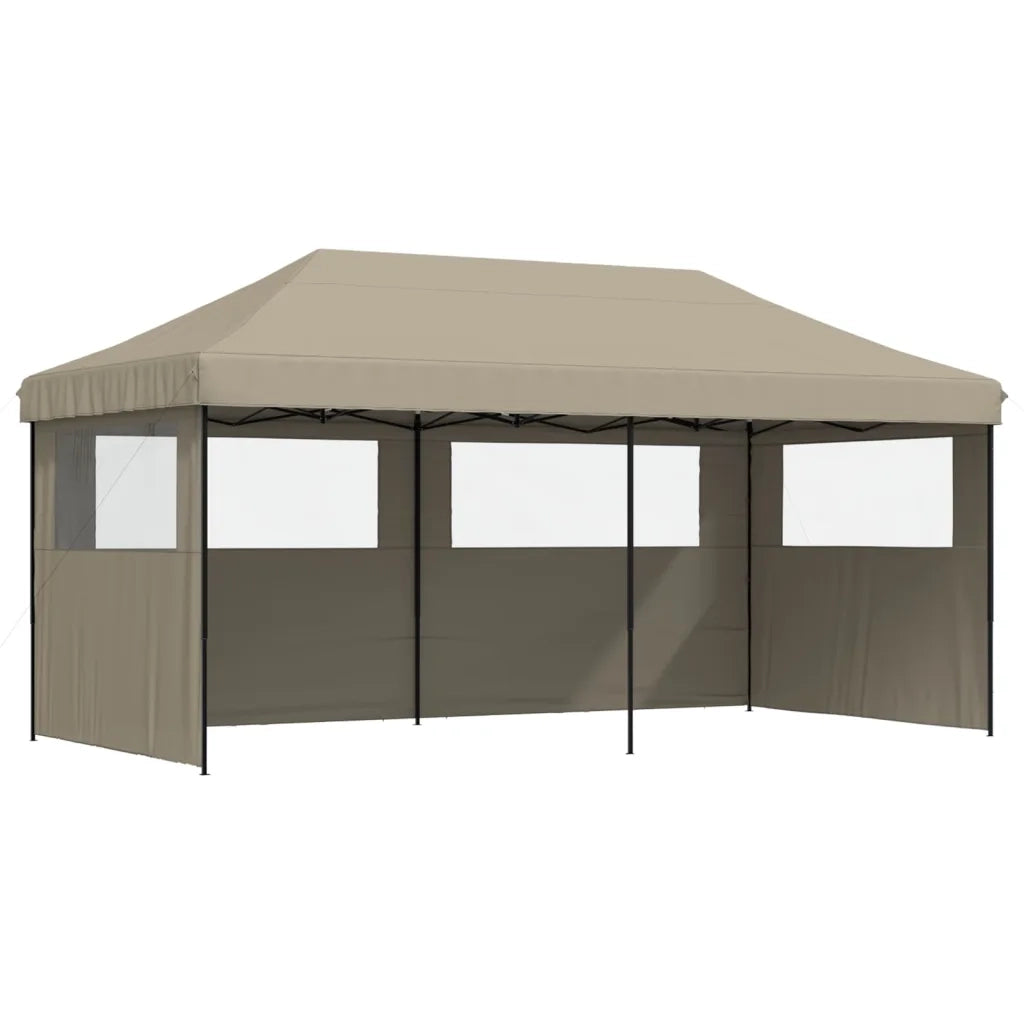 Tendone per Feste Pieghevole Pop-Up con 3 Pareti Tortora 4004946