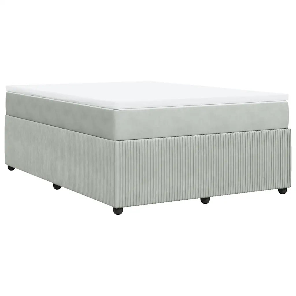 vidaXL Giroletto a Molle con Materasso Grigio Chiaro 160x200cm Velluto