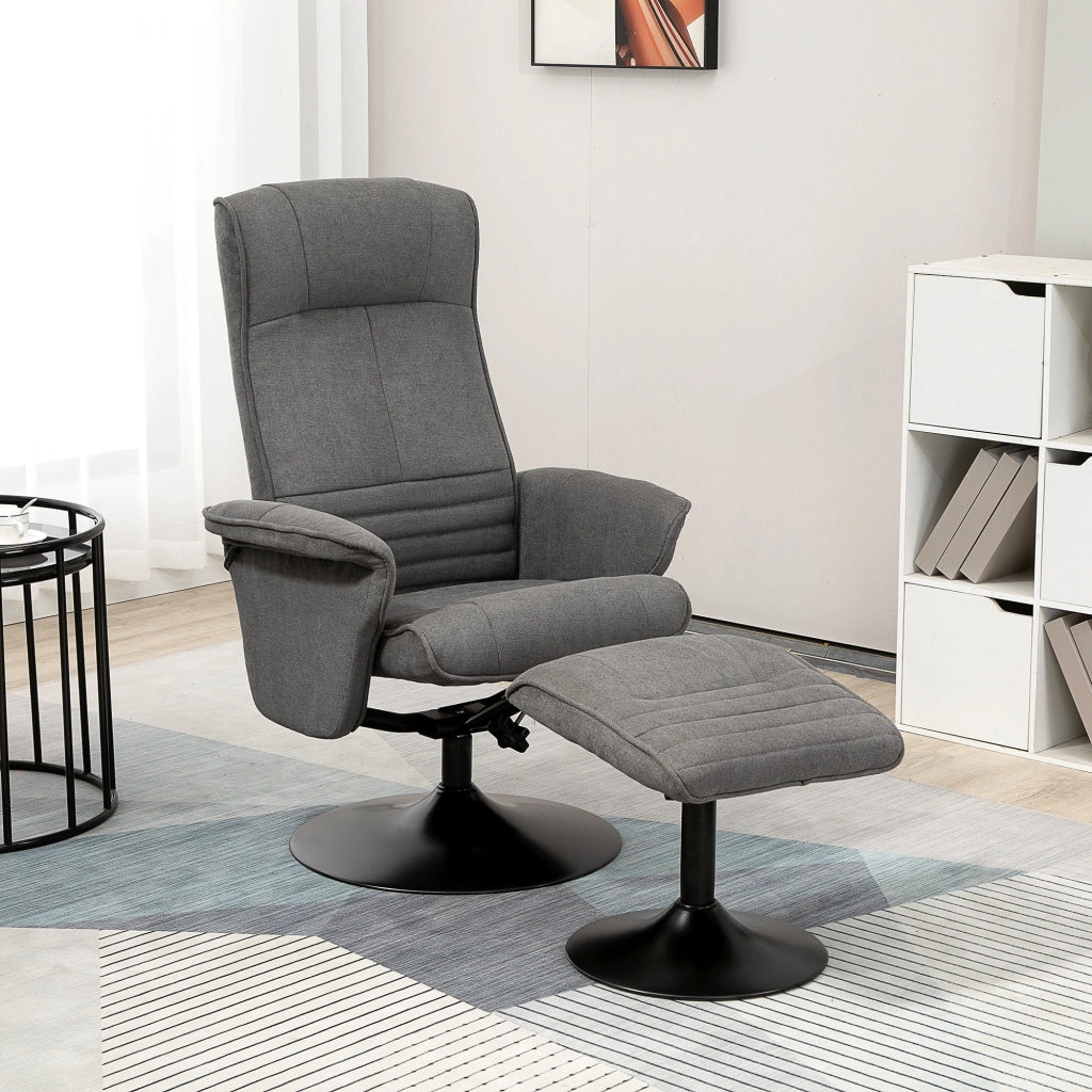 Poltrona Relax con Poggiapiedi e Schienale Regolabile ¨C Zephmum ¨C Grigio Scuro 69x71x104