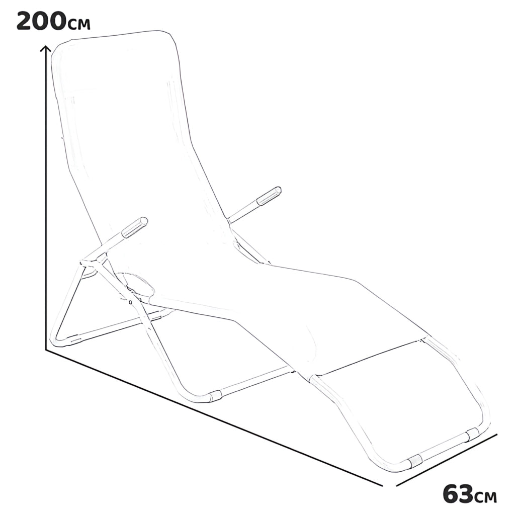 Sdraio Long Beach Pieghevole 63x180 cm in Acciaio e Textilene - Blu