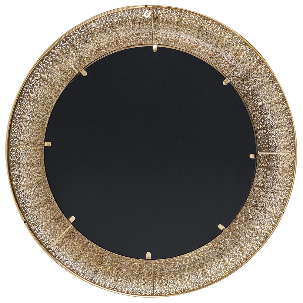 Specchio da parete da appendere tondo dorato 80 cm elemento decorativo dipinto