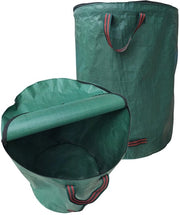 Sacchi per rifiuti di giardino 120 Litri - Sacchi per giardino impermeabili - Sacchi per giardino pieghevoli - Sacchi per foglie riciclabili - 2 Pezzi - Con coperchio/chiusura a rittengo - 4 Maniglie robuste