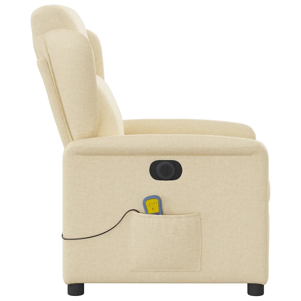 Poltrona Reclinabile Massaggiante Elettrica Crema in Tessuto 3303132