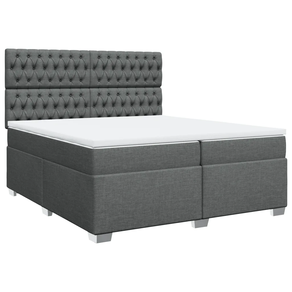 Giroletto a Molle con Materasso Grigio Scuro 200x200 cm Tessuto
