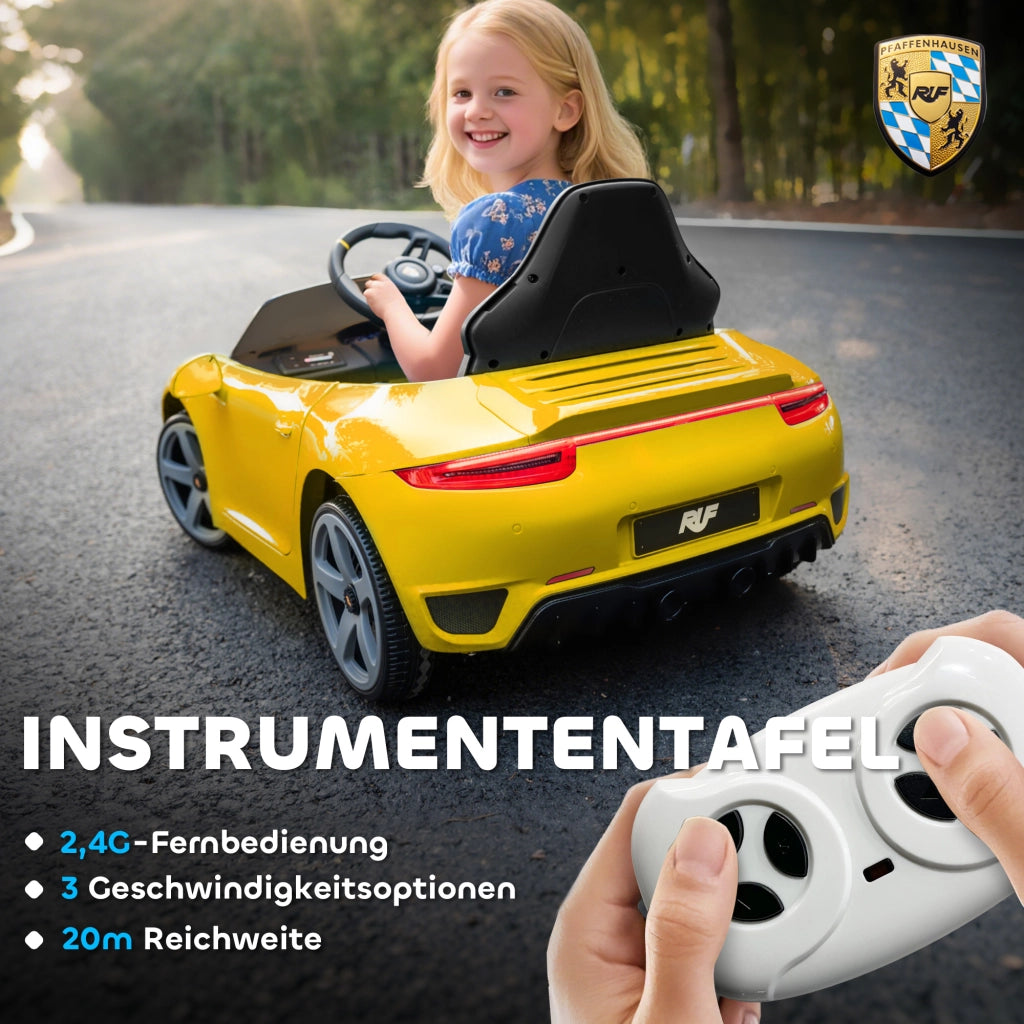 Auto elettrica per bambini ¨C zephmum ¨C Giallo, telecomando, musica, 3-5 anni