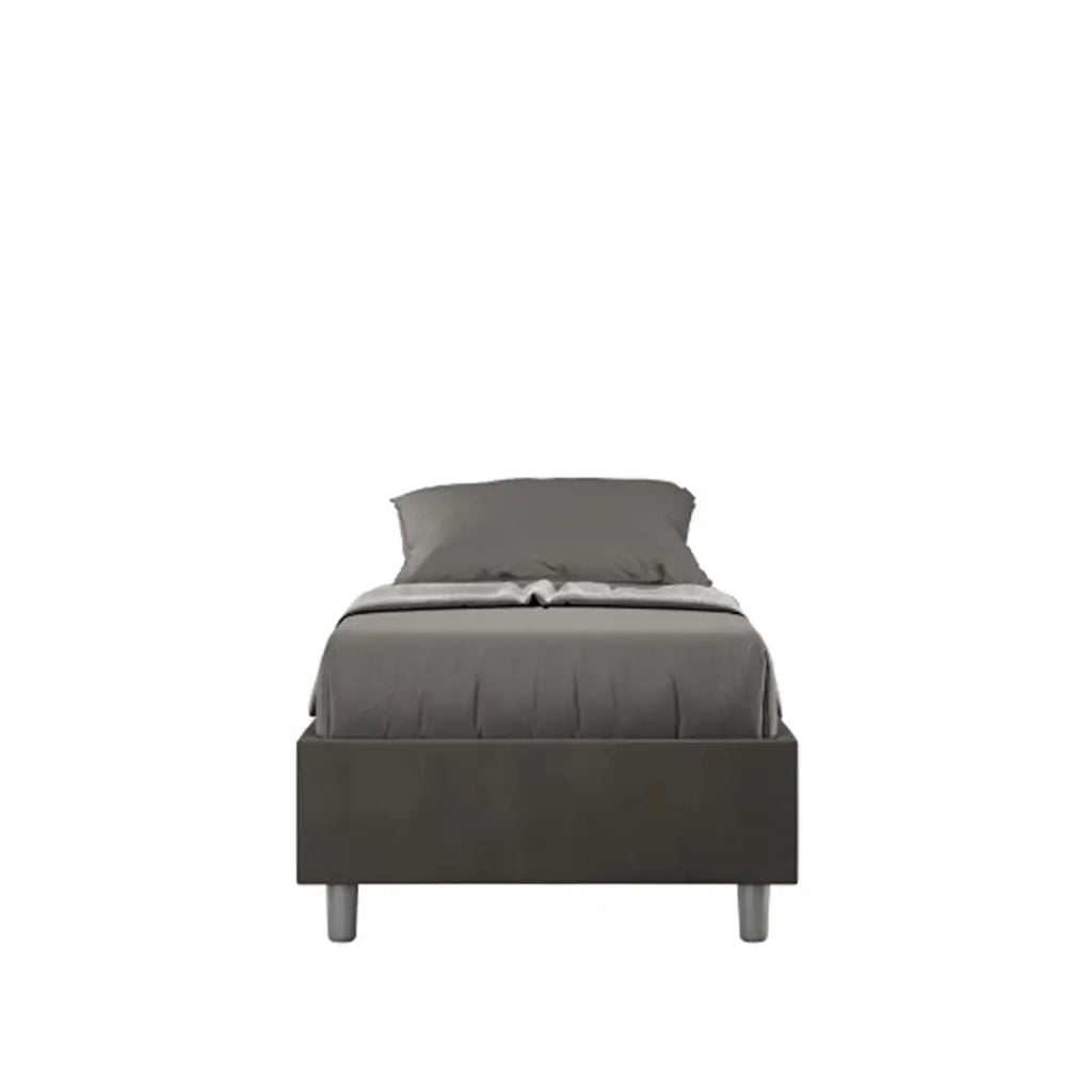 Letto singolo senza rete imbottito 80x190 microfibra grigio Azelia