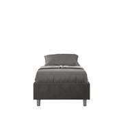 Letto singolo senza rete imbottito 80x190 microfibra grigio Azelia