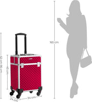 Carrello di cosmetici - Trolley - Borsa di trucco - Borsa di smalto - Con maniglia - Con 4 ruote - Rosa