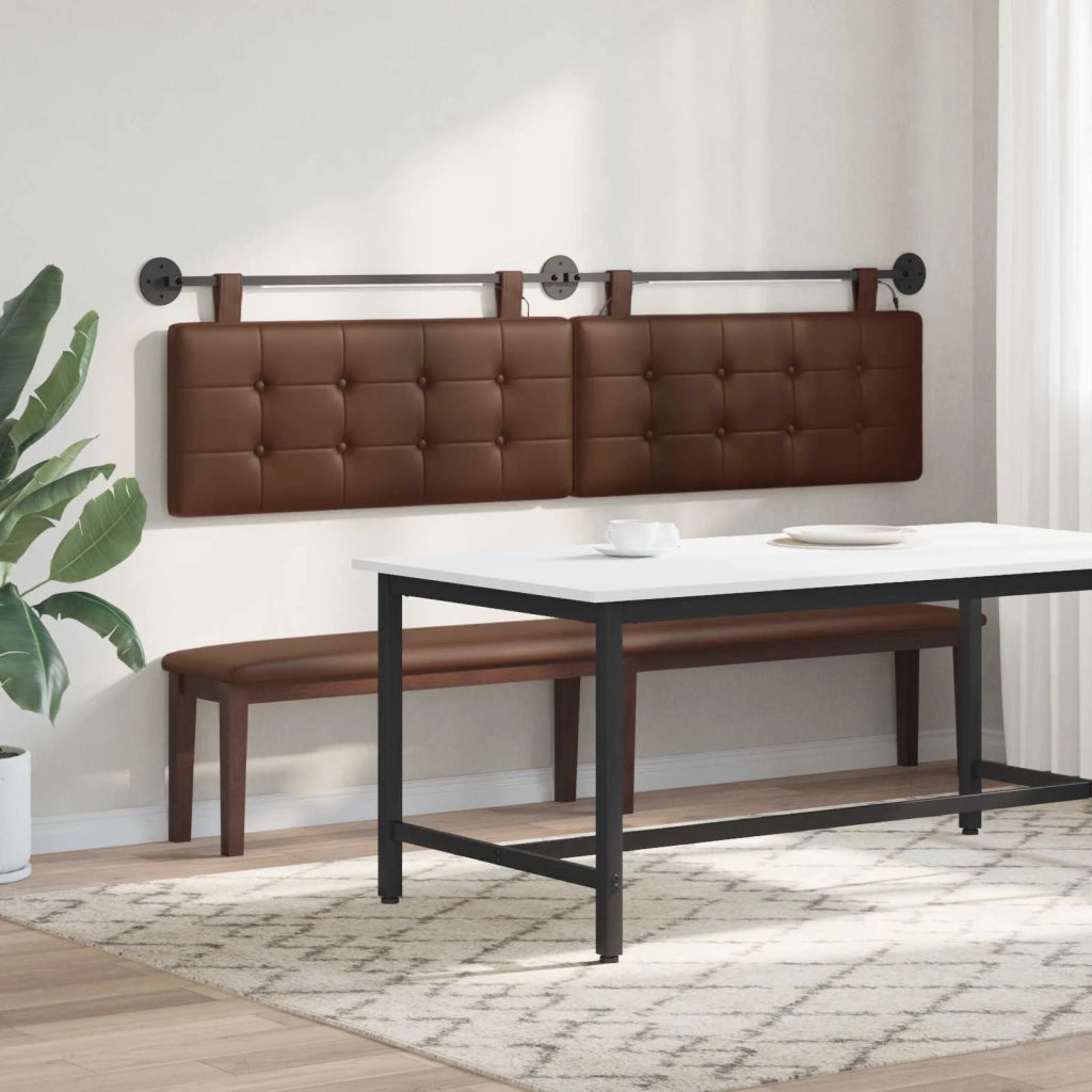 Testiera sospesa Con luce LED Marrone Similpelle