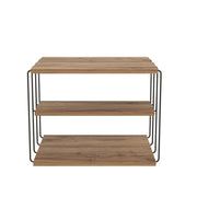 Tavolino laterale in legno "Lifon" - 50 x 40 x 33 cm - Pino atlantico nero