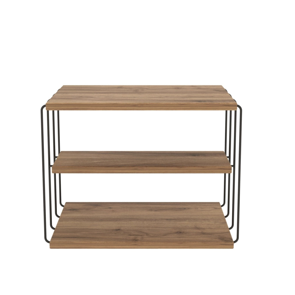 Tavolino laterale in legno "Lifon" - 50 x 40 x 33 cm - Pino atlantico nero