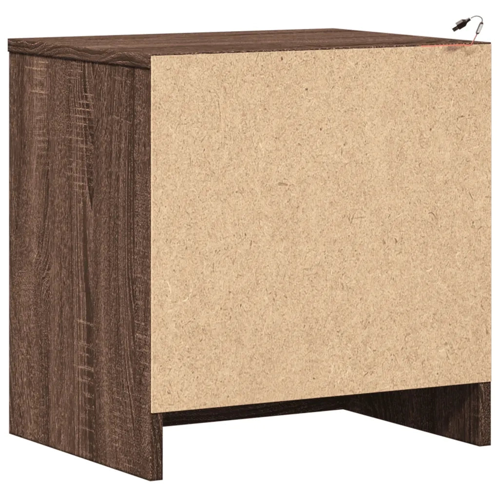 Comodino con Luci LED-Tavolino da notte Rovere Marrone in Legno Multistrato 980934