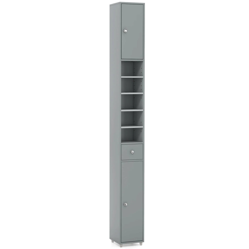 Colonna contenitore per bagno 20 x 20 x 180 cm con 5 ripiani regolabili stile moderno MDF grigio 20_0020007