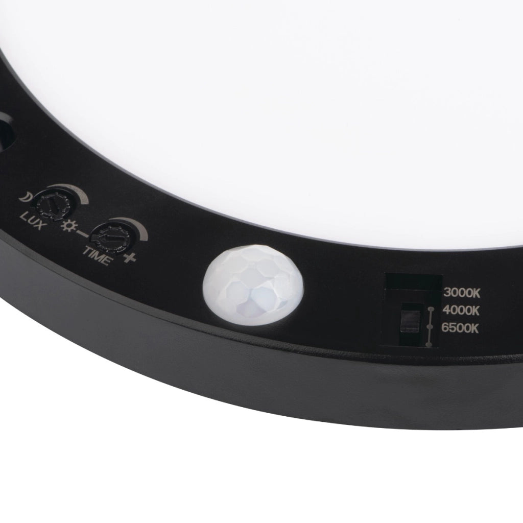 Plafoniera LED Kanlux ERGA PIR Ø23 nera 17W CCT IP20