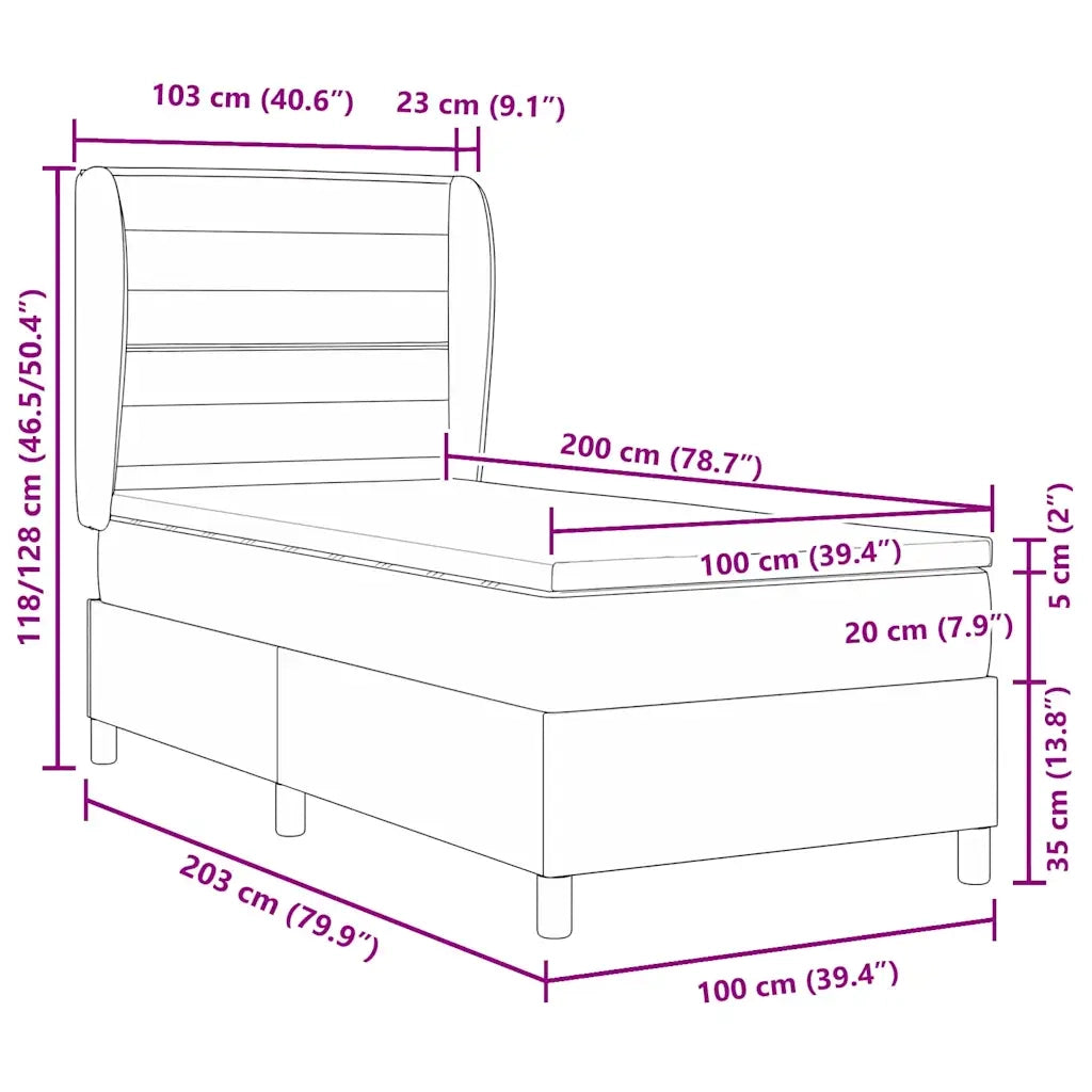 Letto a molle con materasso Blu 100 x 200 cm Tessuto 3340493