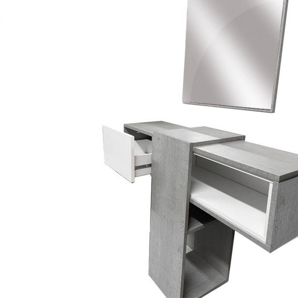 Limbadi, Mobile da Ingresso Specchio Incluso, 100x31x75h cm Grigio Cemento