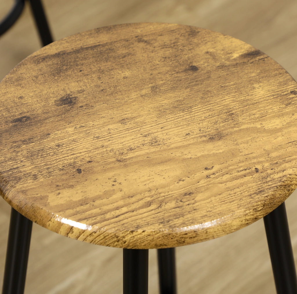 Set tavolo bar con 4 sgabelli, stile industriale, marrone e metallo