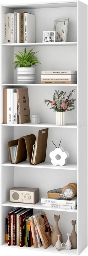 Libreria a 6 Livelli, Mobile Contenitore Aperto con 2 Kit Anti-Ribaltamento, Piedini Antiscivolo, Scaffale Moderno per Soggiorno, Camera da Letto e Ufficio, 660 x 23,5 x 178 cm (Marrone)