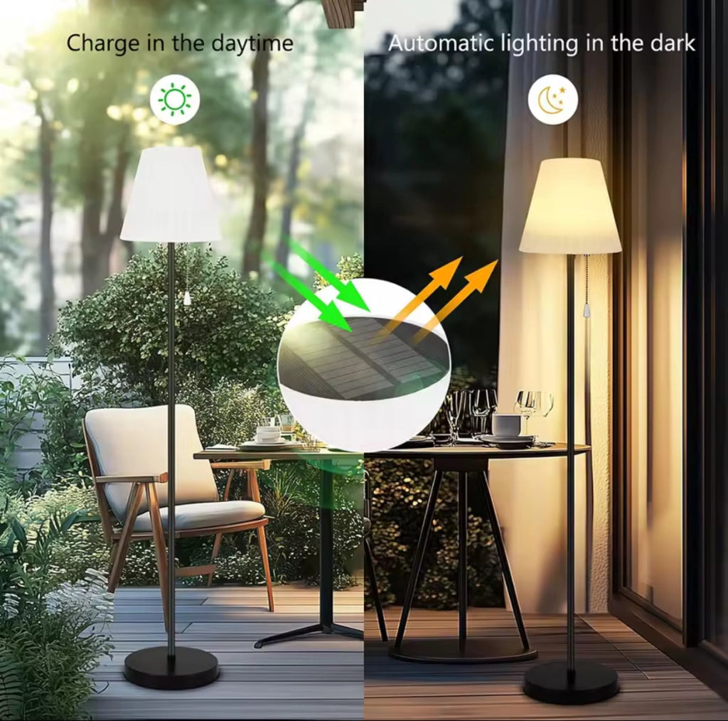 Lampada da Terra a LED da Esterno e Interno IP65 Dimmerabile luce RGB e Bianco Ricarica Solare e USB Sensore Crepuscolare Altezza 1.4 Mt con Telecomando
