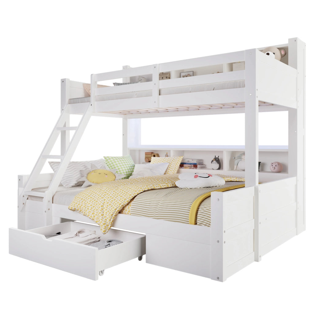 Letto a Castello 90x200 140x200 con LED e Cassetto ¨C MINIMAL ¨C Bianco