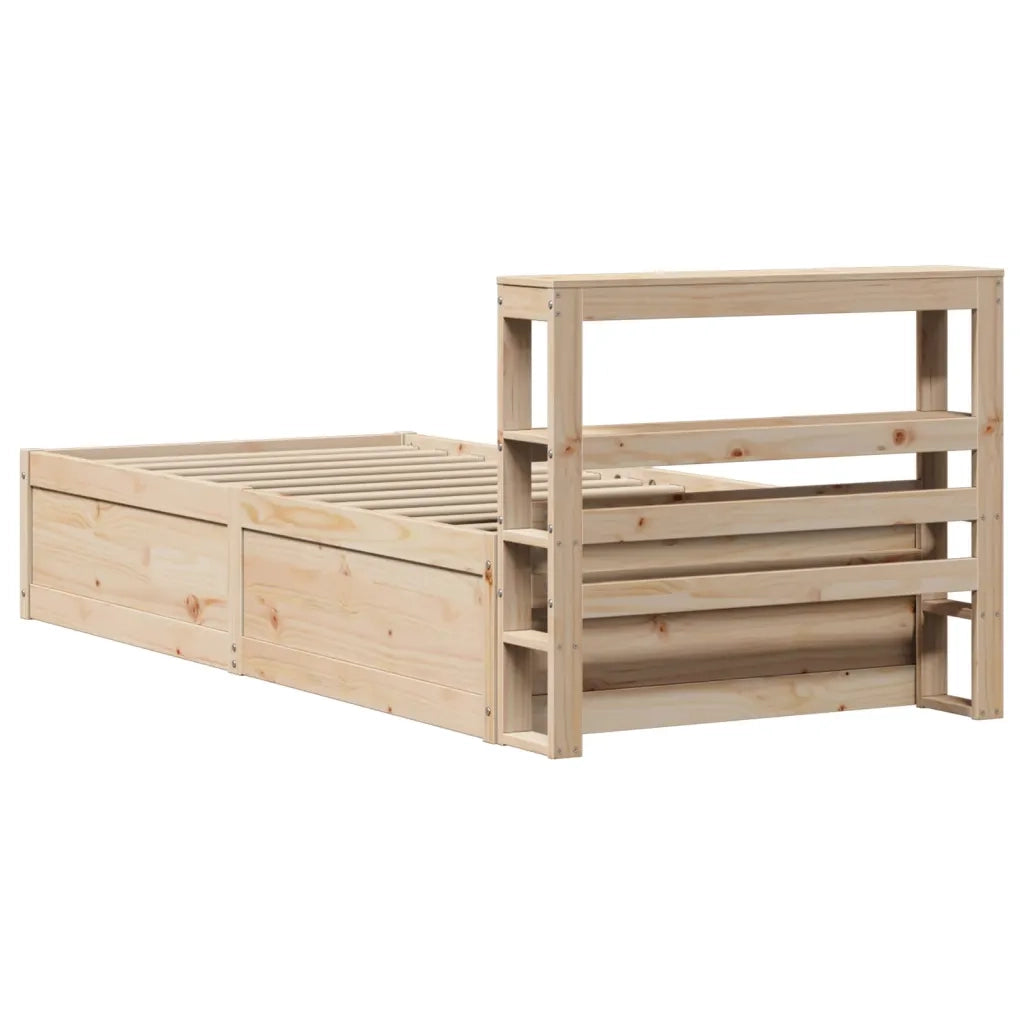 Letto singolo | Letto per adulti | Giroletto con Testiera 75x190 cm in Legno Massello di Pino