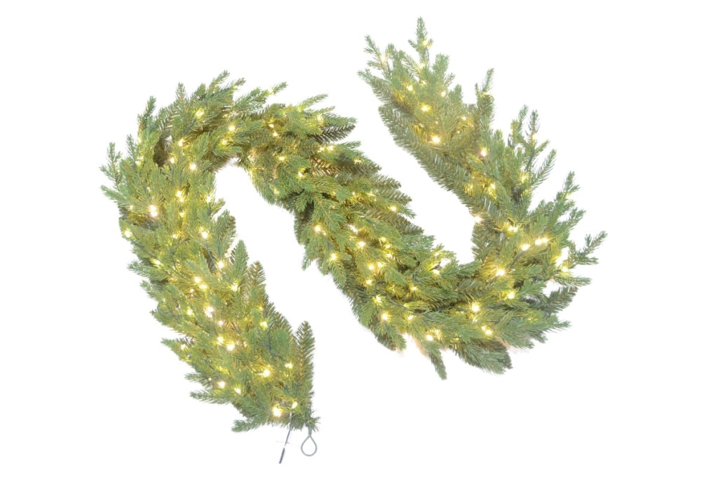 Ghirlanda di Natale in PVC Lunghezza 180cm + Diametro 25 cm con 200 Luci LED Incluse