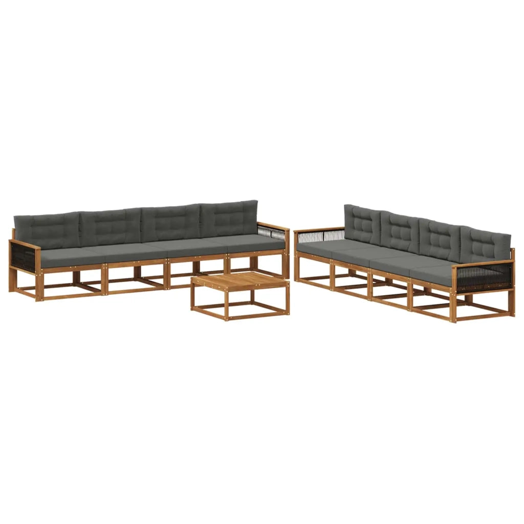 Set di divani da esterno con cuscino 9 pcs Naturale e Antracite 3382445