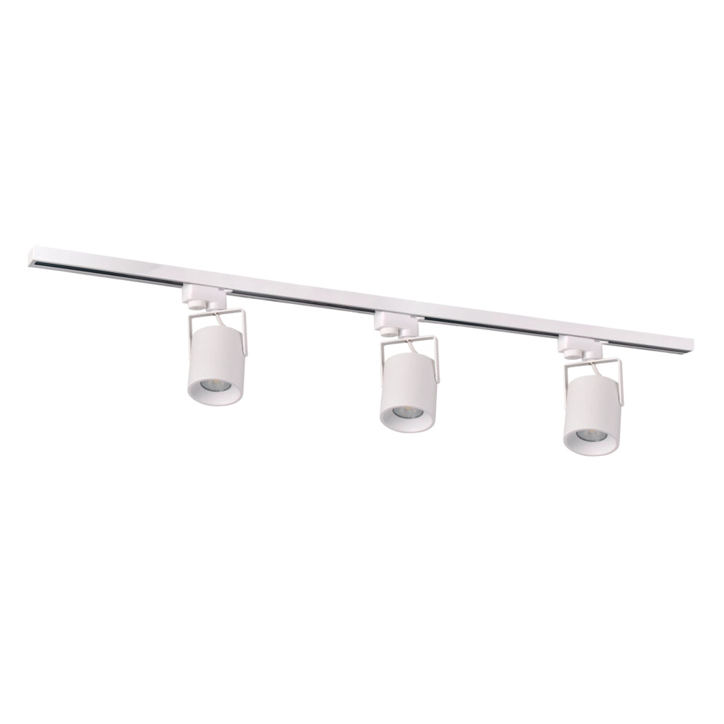 Kit binario bianco 1m, 3 faretti GU10 Polux MINOR in alluminio