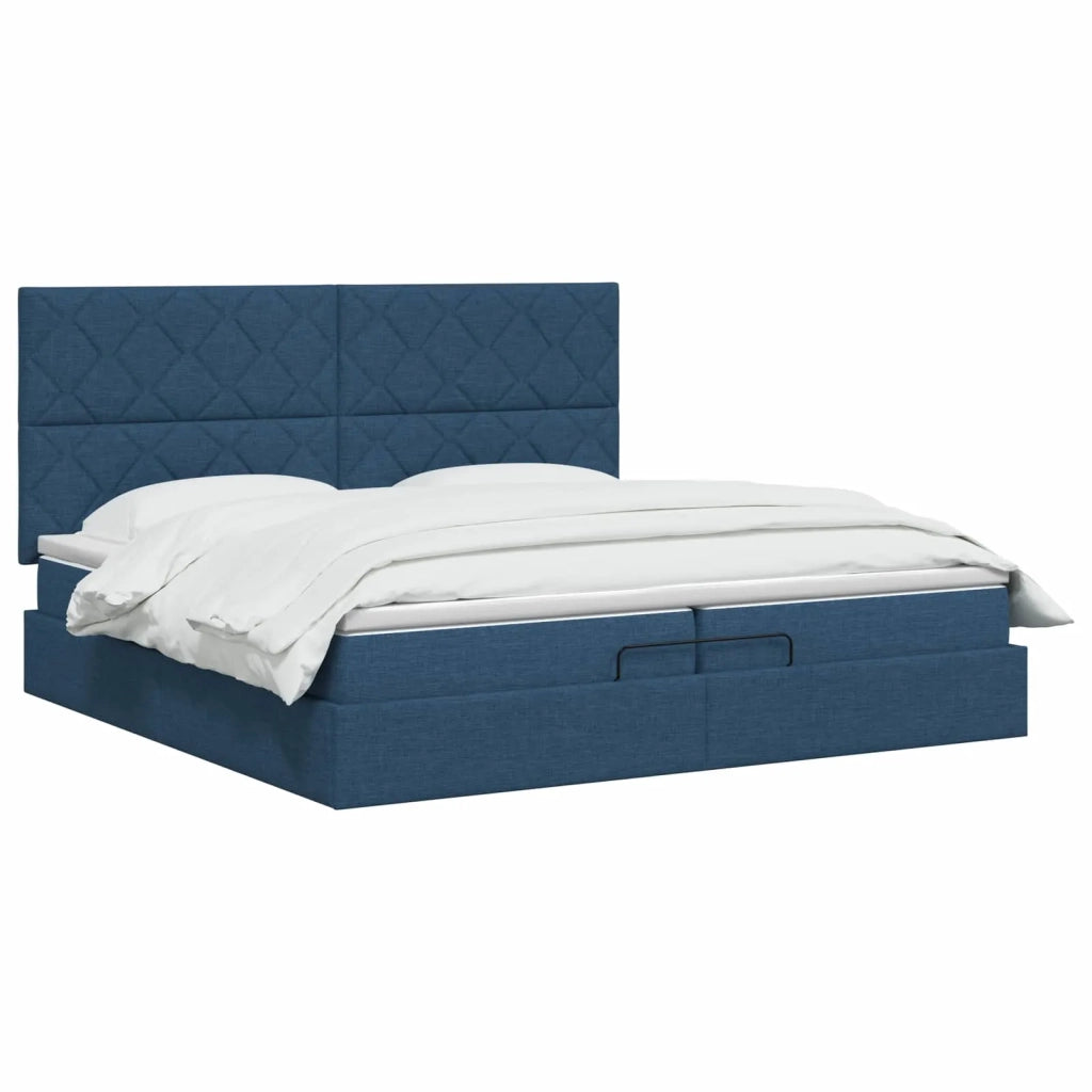 Letto ottomano con materasso Blu 200 x 200 cm Tessuto 3457604