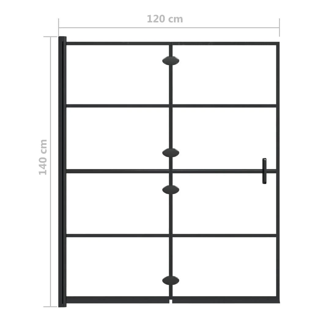 Box doccia pieghevole parete divisoria per vasca parete doccia cabina per vasca bagno casa interno ESG 120 x 140 cm nero 02_0002018