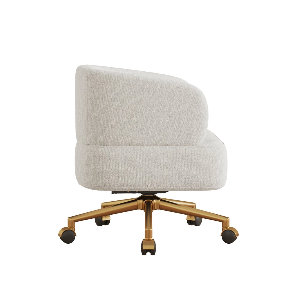 Sedia Girevole da Ufficio ¨C MINIMAL ¨C Chenille Beige, 5 Ruote, 360¡ã, 71x60x71 cm