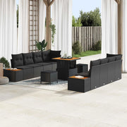 Set Divano da Giardino 11 pcs Nero polyrattan