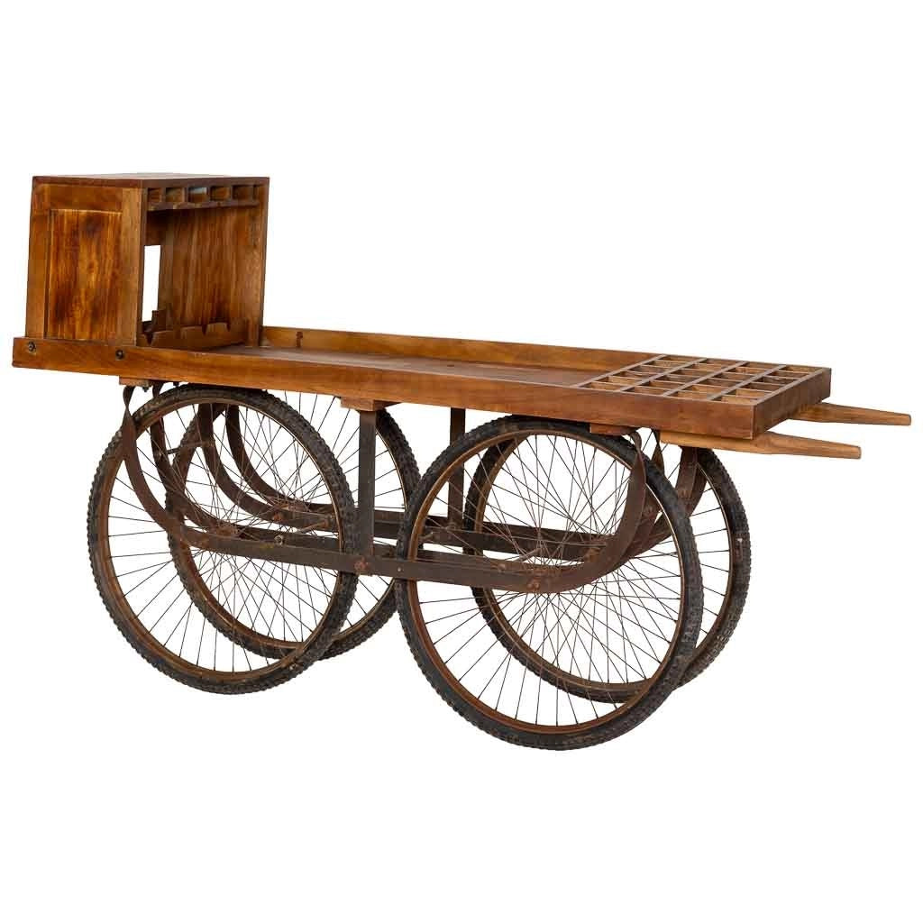 Carrello espositivo in legno, marrone, 180x60x116h cm