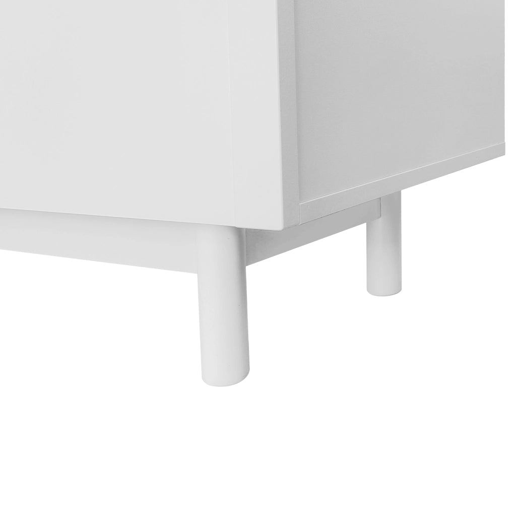 Mobile TV 175x38x56 cm; 4 ante push-to-open con ripiani regolabili; pannello truciolare bianco