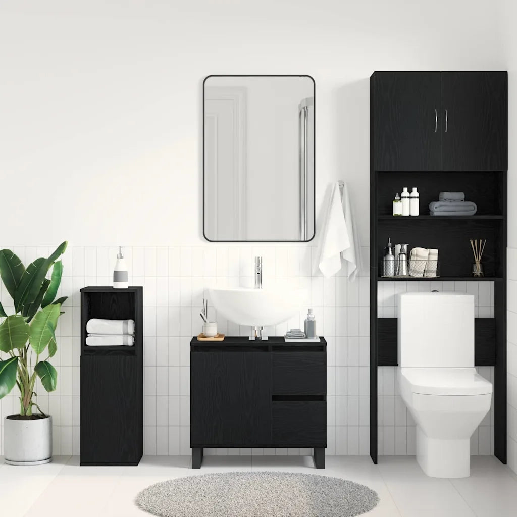 Armadio per Lavabo da Bagno Rovere Nero 65 x 33 x 60 cm 862892