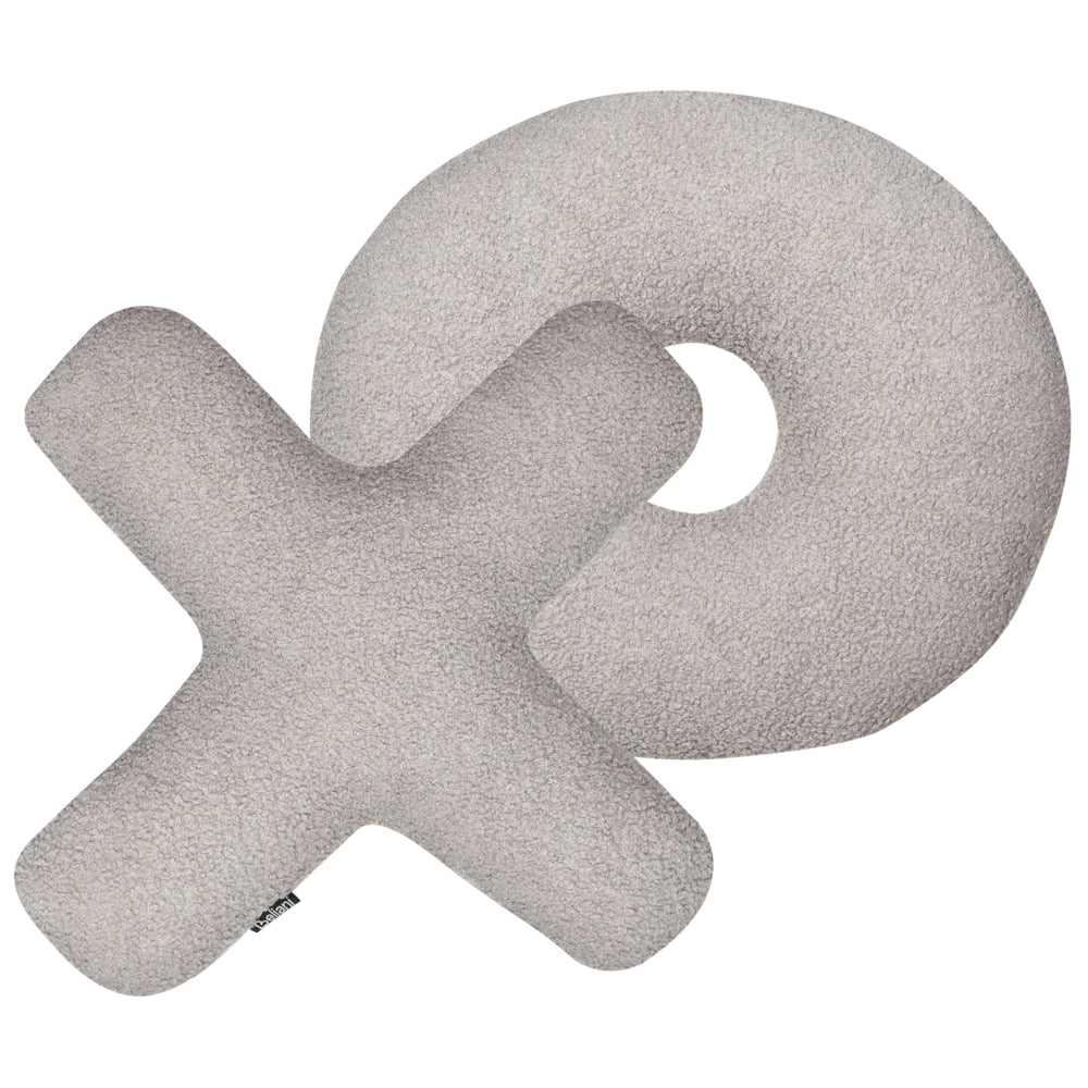 Set di 2 cuscini in tessuto decorazione tessile grigio chiaro a forma delle lettere XO divano soggiorno camera da letto