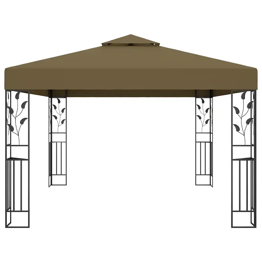 Gazebo | Pergolato con Tetto Doppio e Luci LED 3x4 m Grigio Talpa