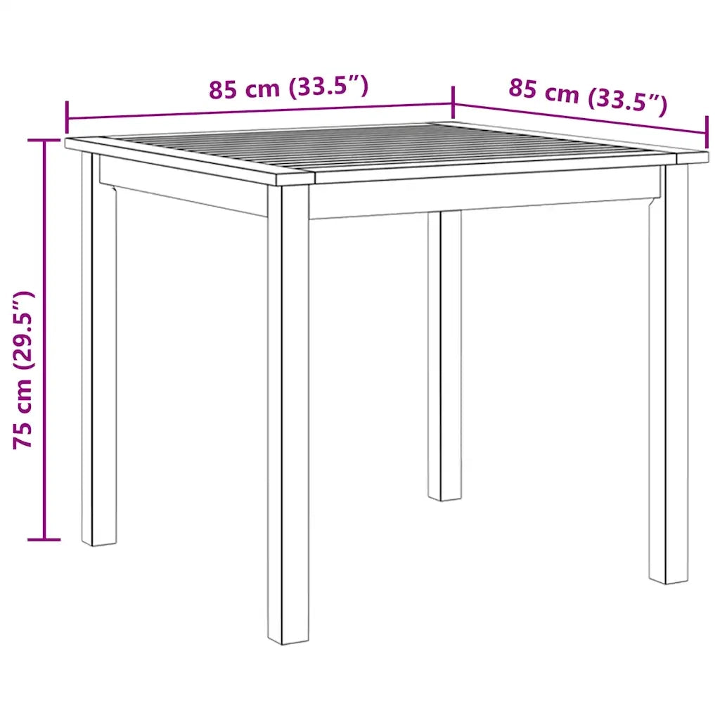 Tavolo da Giardino 85x85x74 cm in Legno Massello di Acacia 48606