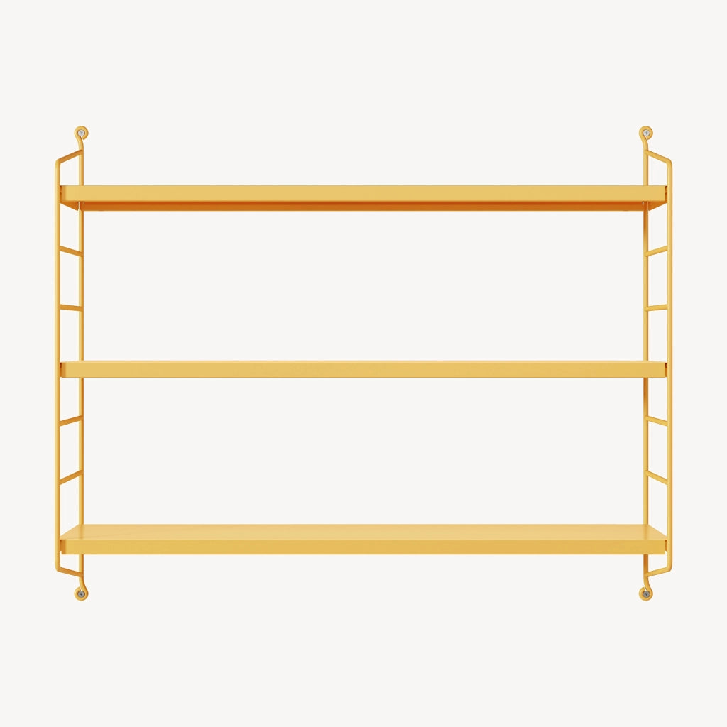 Set di 2 Scaffali da Parete Strängnäs a 3 Ripiani Regolabili  50 x 60 x 15 cm Acciaio Giallo [en.casa]