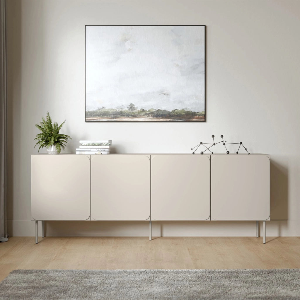 Madia Canino, Credenza 2 Ripiani, 200x42x75h cm Beige