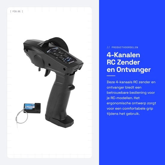 Ricevitore RC 4 canali - Ergonomico - Funzioni regolabili - Leggero - Controllo Turbo R - Comando a distanza