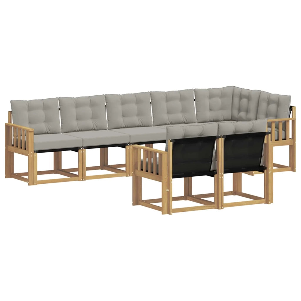 Set di divani da esterno 8 pz Bianco e Grigio Chiaro 3389593