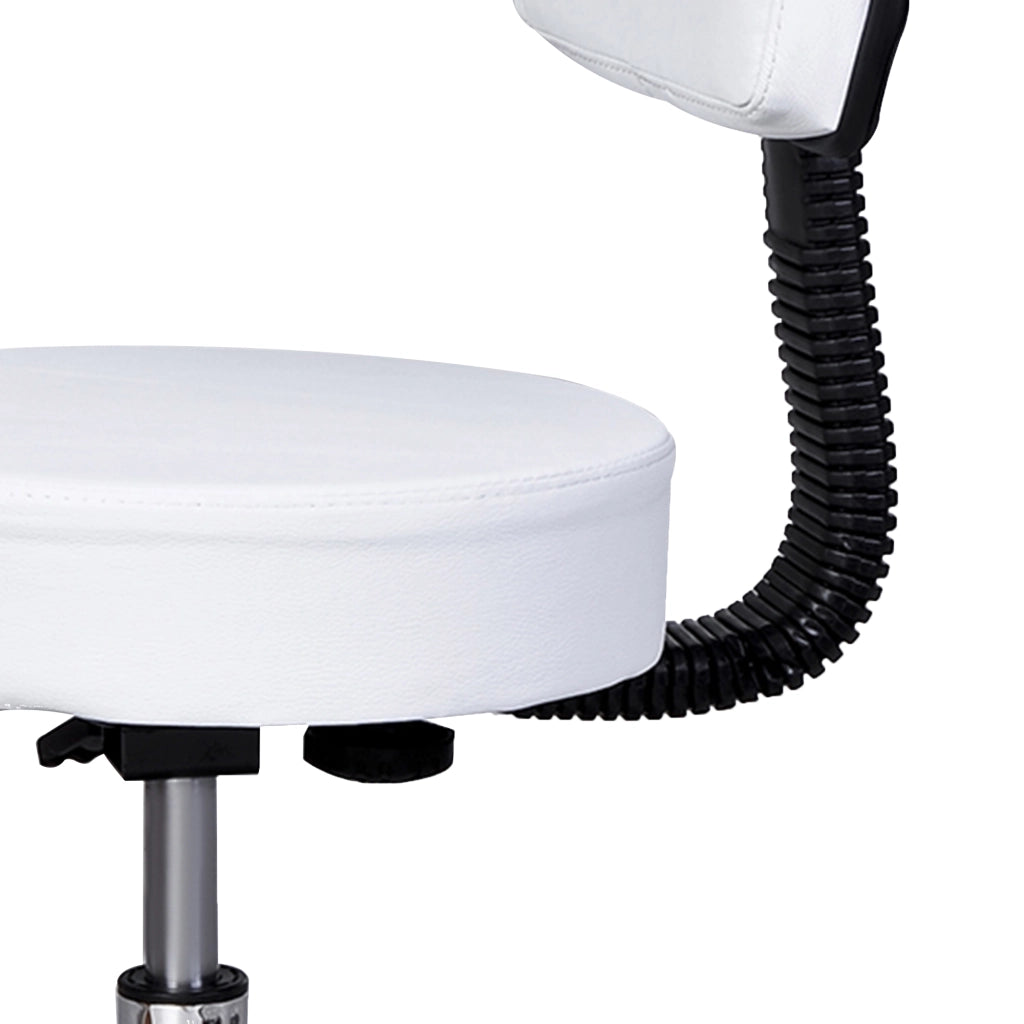 Chaise de bureau girevole con schienale e altezza regolabile, seduta imbottita in pelle sintetica bianco