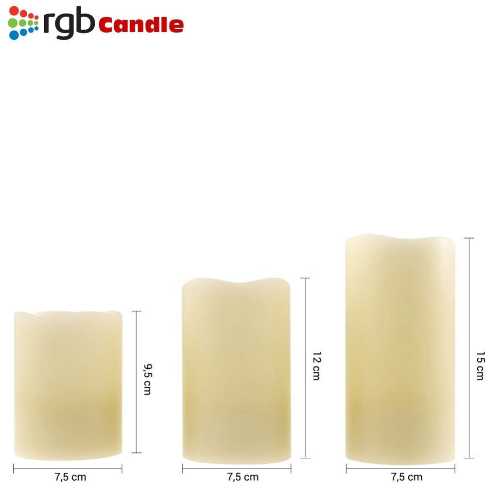 Trade Shop - Tre Candele Led Senza Fiamma Con Telecomando Rgb Vera Cera Profumate A Vaniglia -