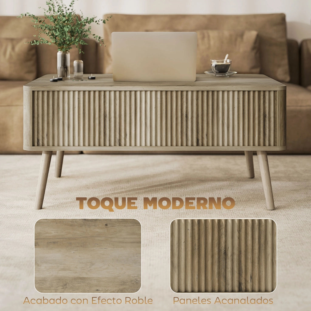Tavolino da caff¨¨ con contenitore ¨C zephmum ¨C rovere 91x56x43 cm