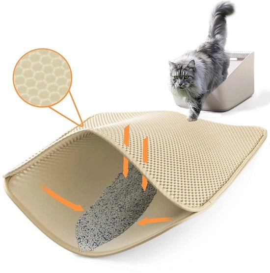 Matrice per gatto grande 75 x 55 cm in EVA per pavimento di toilette con disegno di api per matrice per gatto impermeabile facile da pulire
