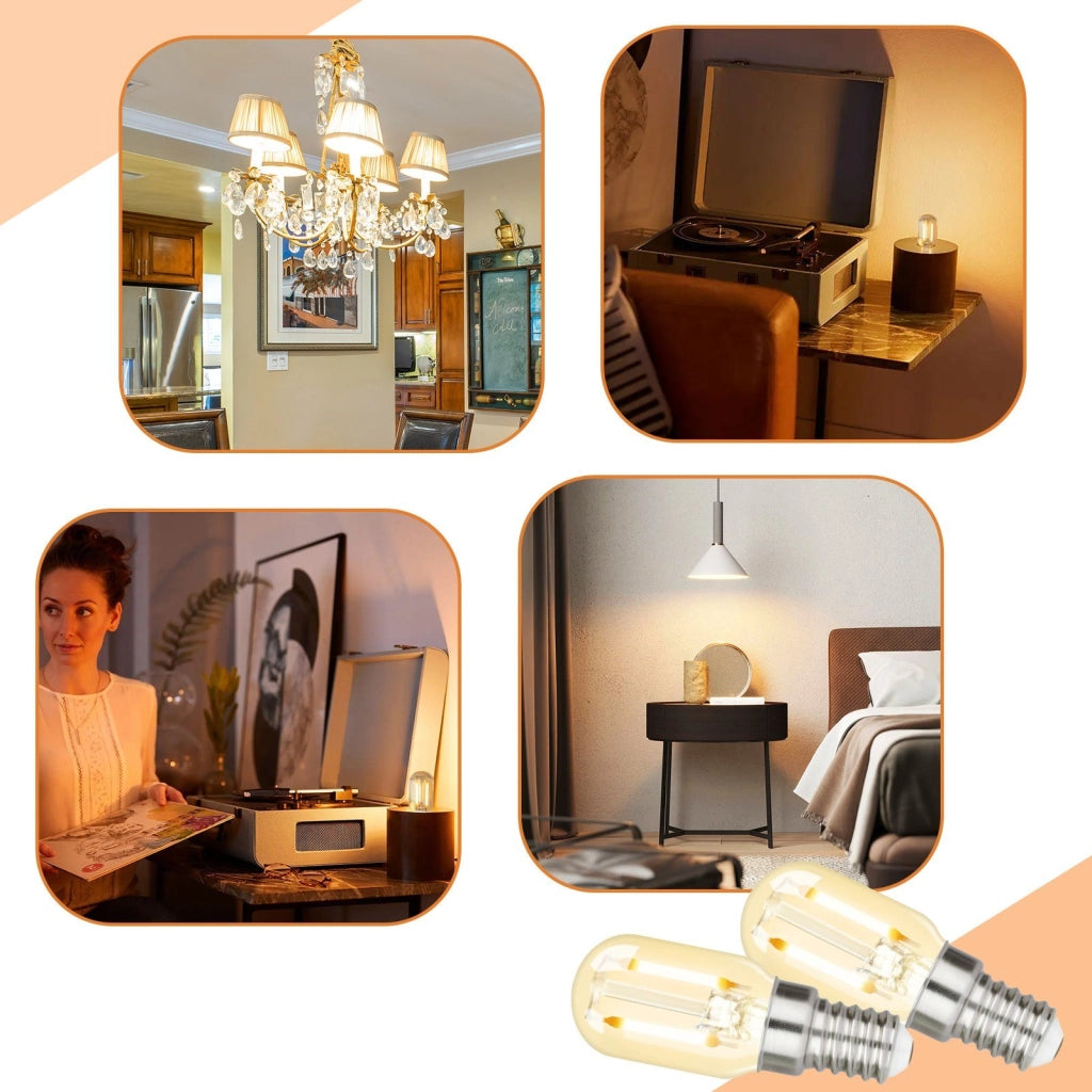 ZMH Confezione da 4 Lampade LED E14 Bianco Caldo Lampade Vintage T22 Retro Edison 2W 2700K Adatte a Portalampade